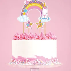 Cerf Dellier Cake topper assortis "Joyeux anniversaire" thème Licorne