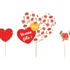 Cerf Dellier Cake topper assortis thème Romantique "Bonne fête" Discount