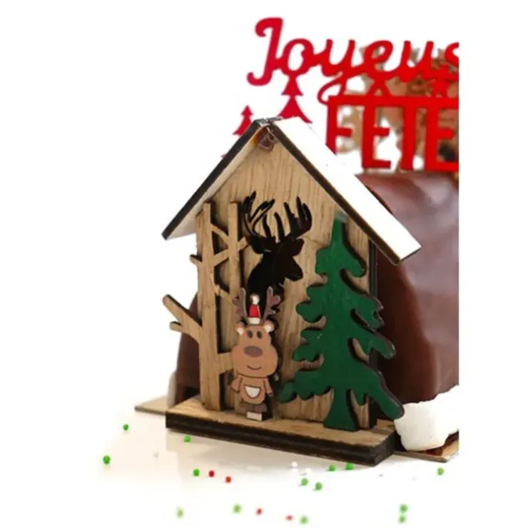 Cerf Dellier Cake topper en bois chalet de Noël Renne Best