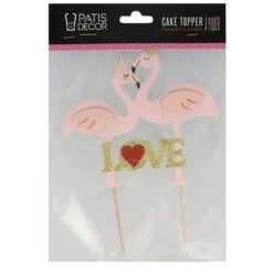 Cerf Dellier Cake topper flamants roses Love