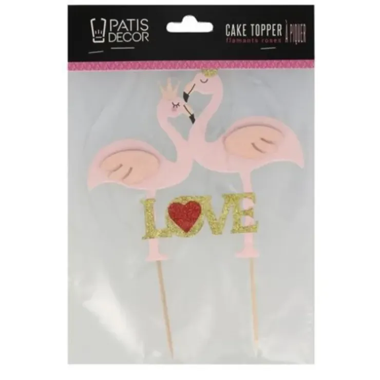Cerf Dellier Cake topper flamants roses Love