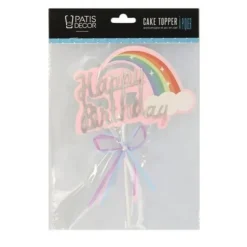 Cerf Dellier Cake topper Happy Birthday arc en ciel Outlet