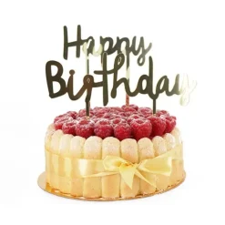 Cerf Dellier Cake Topper Happy Birthday doré Best