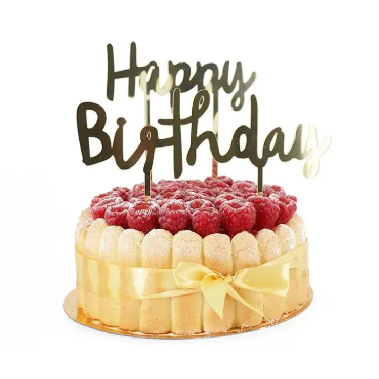 Cerf Dellier Cake Topper Happy Birthday doré Best