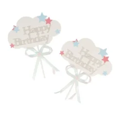 Cerf Dellier Cake Toppers nuages Happy Birthday (x 2) Hot