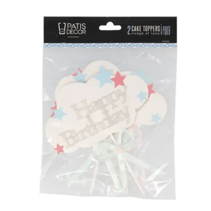 Cerf Dellier Cake Toppers nuages Happy Birthday (x 2) Hot