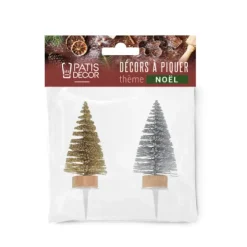 Cerf Dellier Cake toppers sapins dorés et argentés