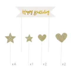 Cerf Dellier Cakes toppers "Happy birthday" 2 (x10) New