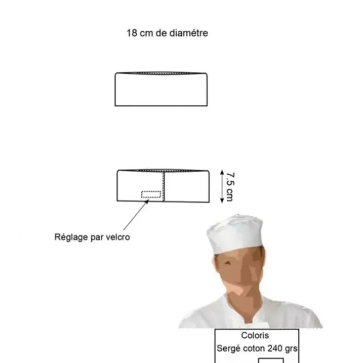 Cerf Dellier Calot réglable blanc Serge Sale