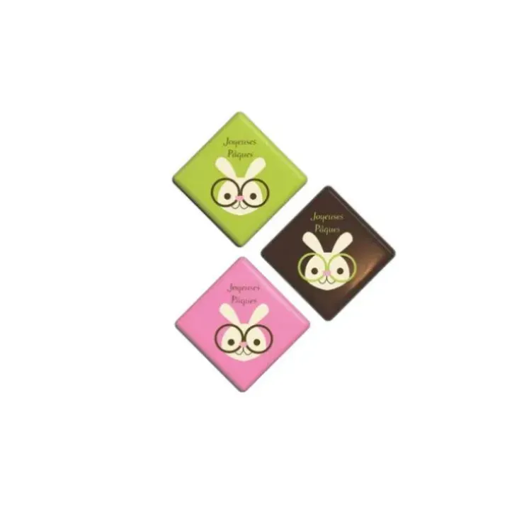Cerf Dellier Carrés chocolat lapins à lunettes Joyeuses Pâques assortis (x80)