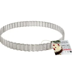 Cerf Dellier Cercle à tarte cannelé perforé inox H 2,5 cm Ø 24 cm New