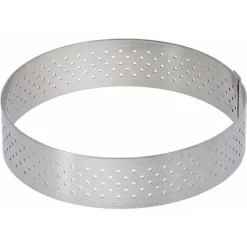 Cerf Dellier Cercle à tarte perforé à bord droit inox H 2 cm De Buyer