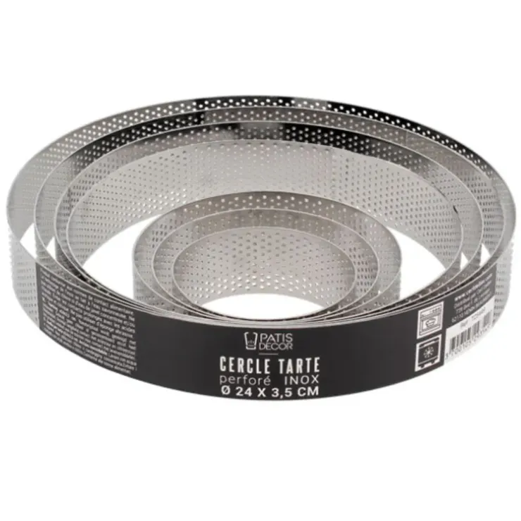 Cerf Dellier Cercle à tarte perforé inox H 3,5 cm Ø 12 cm
