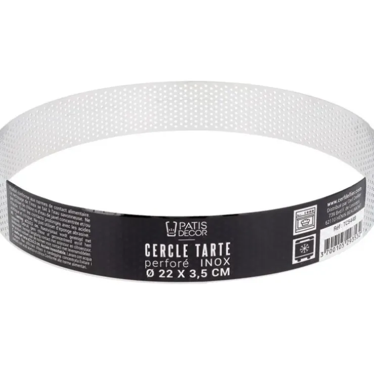 Cerf Dellier Cercle à tarte perforé inox H 3,5 cm Ø 22 cm Discount