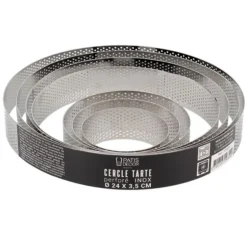 Cerf Dellier Cercle à tarte perforé inox H 3,5 cm Ø 22 cm Discount