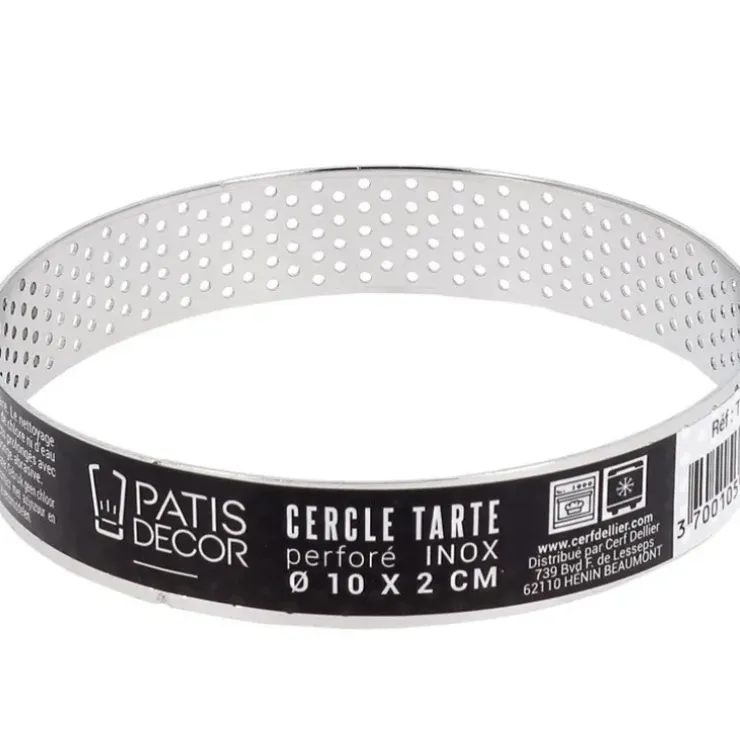 Cerf Dellier Cercle à tarte perforé inox H 2 cm Ø 10 cm Best