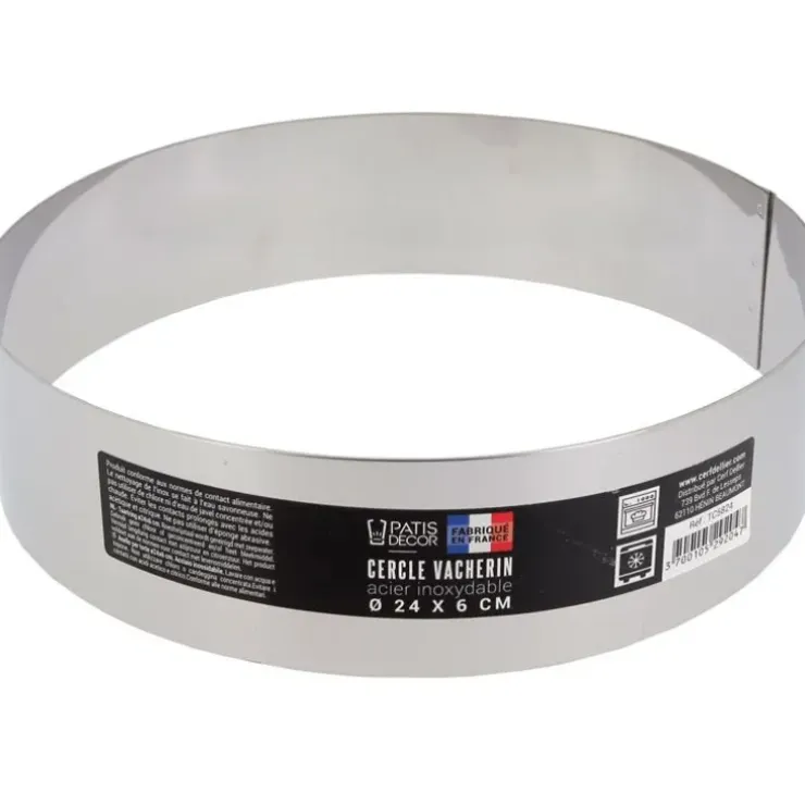 Cerf Dellier Cercle à vacherin inox H 6 cm Ø 24 cm New