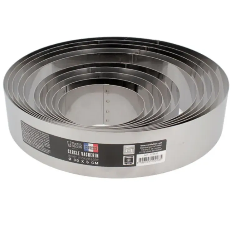 Cerf Dellier Cercle à vacherin inox H 6 cm Ø 24 cm New