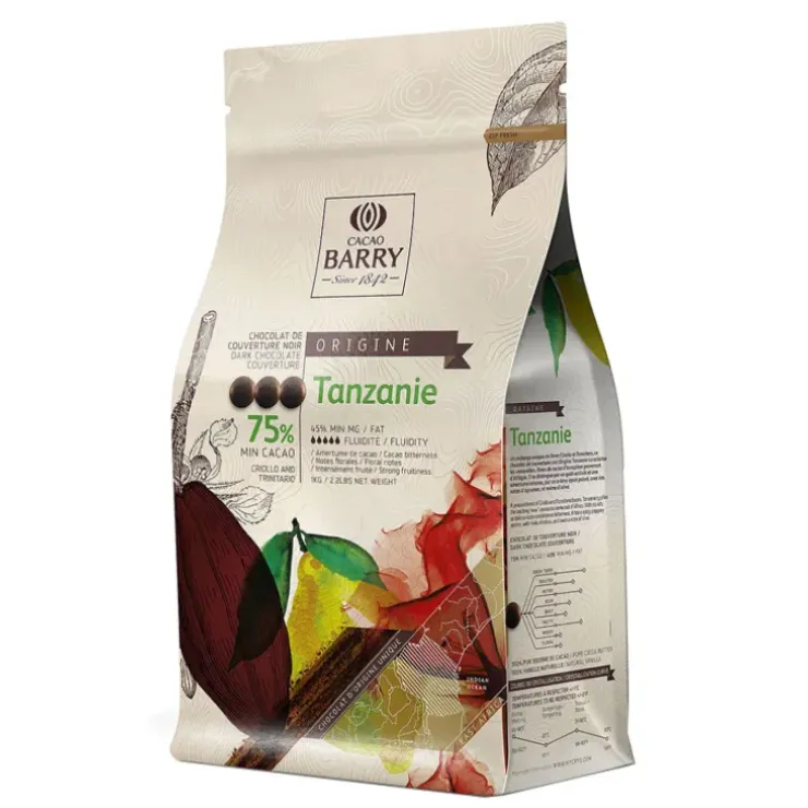 Cerf Dellier Chocolat de Couverture Noir Tanzanie 75 % 1 Kg Hot
