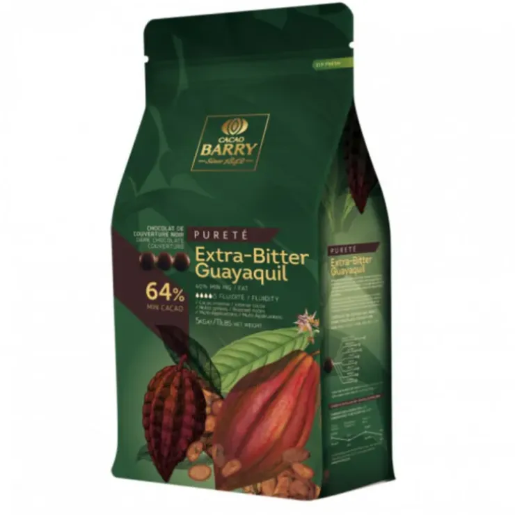 Cerf Dellier Chocolat de Couverture Noir Extra Bitter Guayaquil 64 % 5 Kg