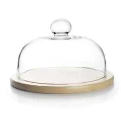 Cerf Dellier Cloche à fromage bambou couvercle verre Hot
