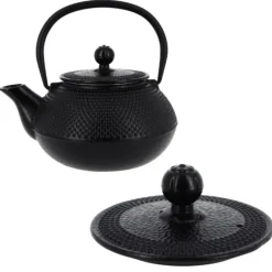 Cerf Dellier Coffret théière + tasses à points en fer noir - 900 ml