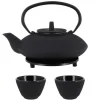 Cerf Dellier Coffret théière + tasses à rayures en fer noir - 800 ml Discount