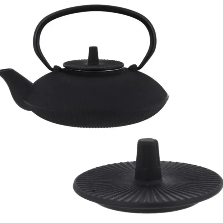 Cerf Dellier Coffret théière + tasses à rayures en fer noir - 800 ml Discount