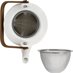 Cerf Dellier Coffret théière + tasses en céramique blanche - 900 ml New