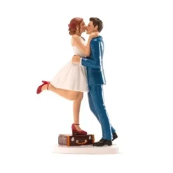 Cerf Dellier Couple mariés enlacés avec valise 16 cm Outlet