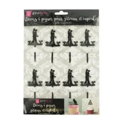 Cerf Dellier Cupcake Toppers couple enlacé (x 8) Outlet