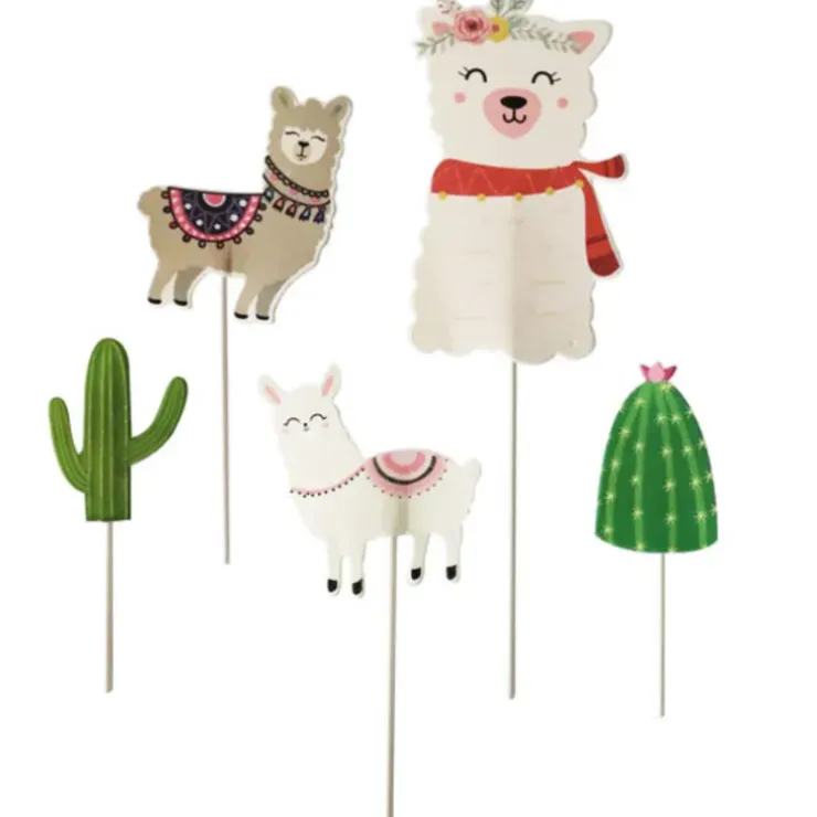 Cerf Dellier Cupcake Toppers lamas et cactus (x5) Clearance