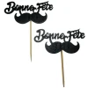 Cerf Dellier Cupcake Toppers Moustache "Bonne Fête Papa" (x 2) New
