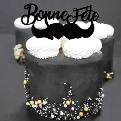 Cerf Dellier Cupcake Toppers Moustache "Bonne Fête" (x 2) Best