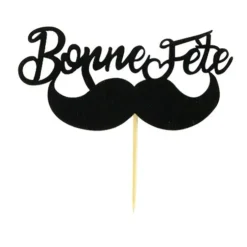 Cerf Dellier Cupcake Toppers Moustache "Bonne Fête" (x 2) Best