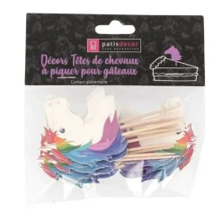 Cerf Dellier Cupcake Toppers Têtes de chevaux arc-en-ciel (x 20) Sale