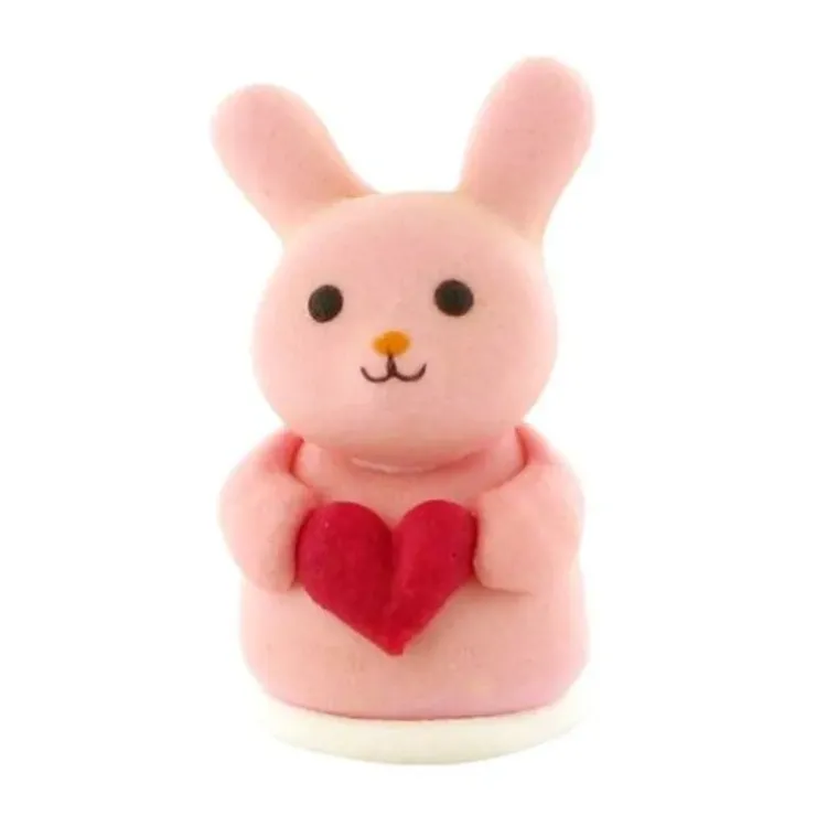 Cerf Dellier Décor comestible Lapin Rose Coeur 4,5 cm Hot