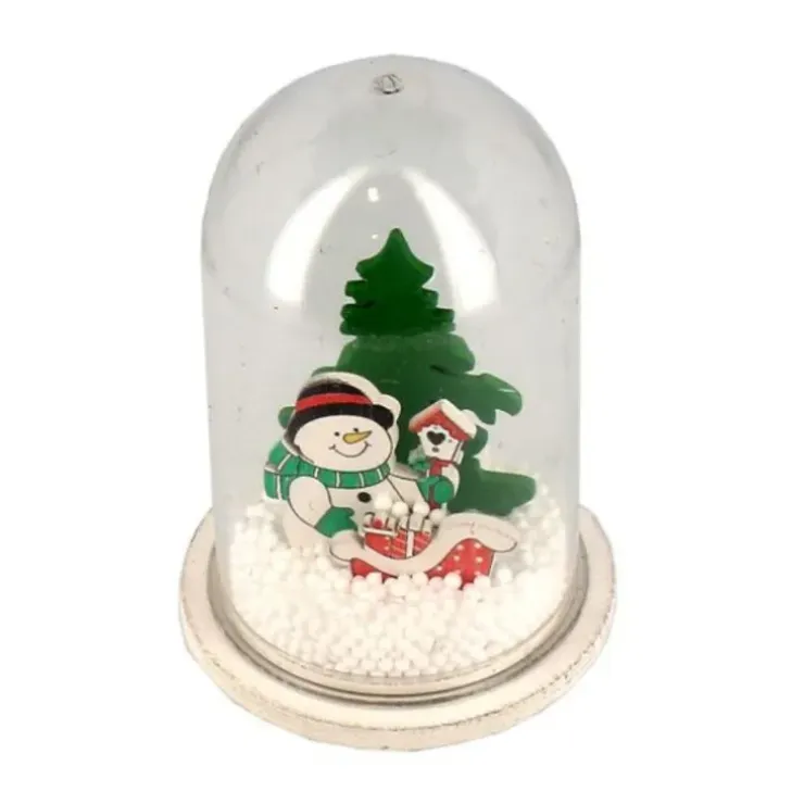Cerf Dellier Décor de noël pour bûche "boule à neige bonhomme de neige" à poser Clearance