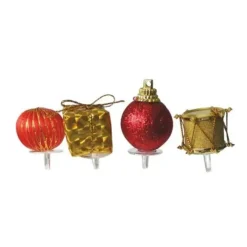 Cerf Dellier Décors assortis rouge argent à piquer sur bûches (x24) Best