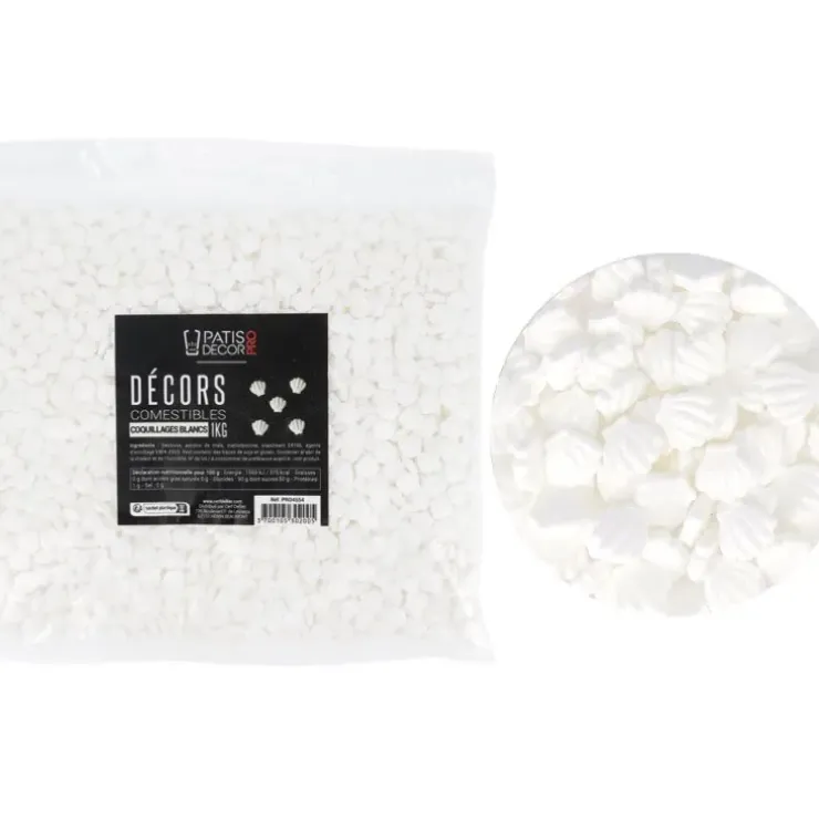 Cerf Dellier Décors comestibles coquillages blancs 1 kg Hot