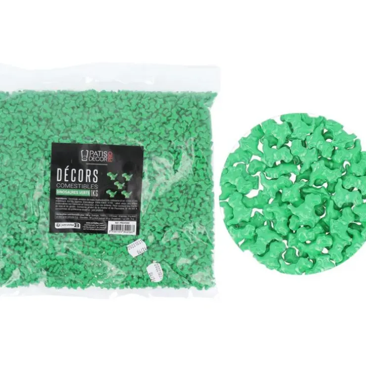 Cerf Dellier Décors comestibles dinosaures verts 1 kg New