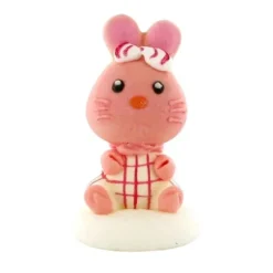 Cerf Dellier Décors comestibles lapins roses assis (x24) New
