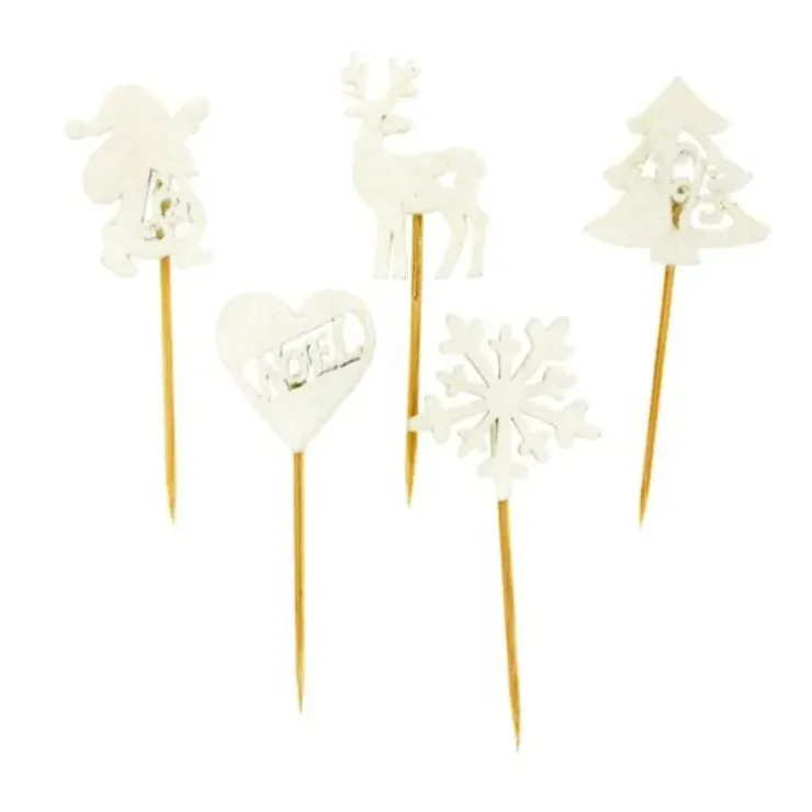 Cerf Dellier Décors de Noël en bois vintage pailleté (x50) Sale