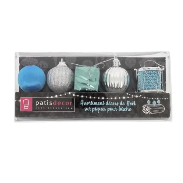 Cerf Dellier Décors de Noël sur pique assortis bleus (x5) Sale