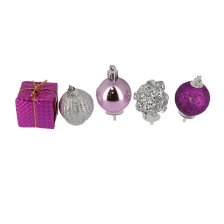 Cerf Dellier Décors de Noël sur pique assortis roses (x5) Outlet