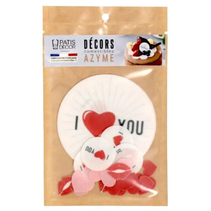 Cerf Dellier Décors en azyme assortis thème St Valentin « I Love You » - DDM 11/24 New