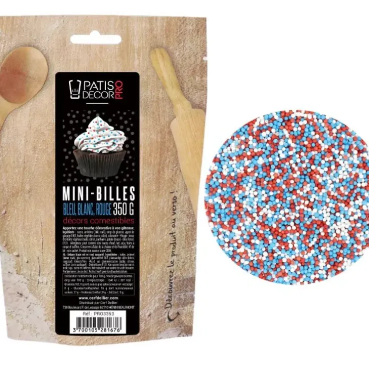 Cerf Dellier Décors mini billes bleu blanc rouge comestibles 350 g Sale