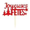 Cerf Dellier Décors sur pique "Joyeuses Fêtes" rouges (x30) Sale
