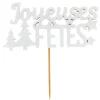 Cerf Dellier Décors sur pique "Joyeuses Fêtes" blancs (x2) Hot
