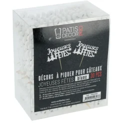 Cerf Dellier Décors sur pique "Joyeuses Fêtes" blancs (x30) Online